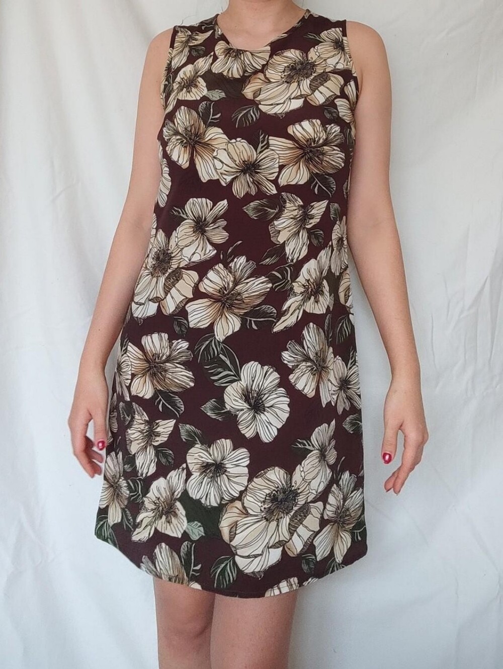 Jessica Vintage Brown Floral Mini Summer Dress
